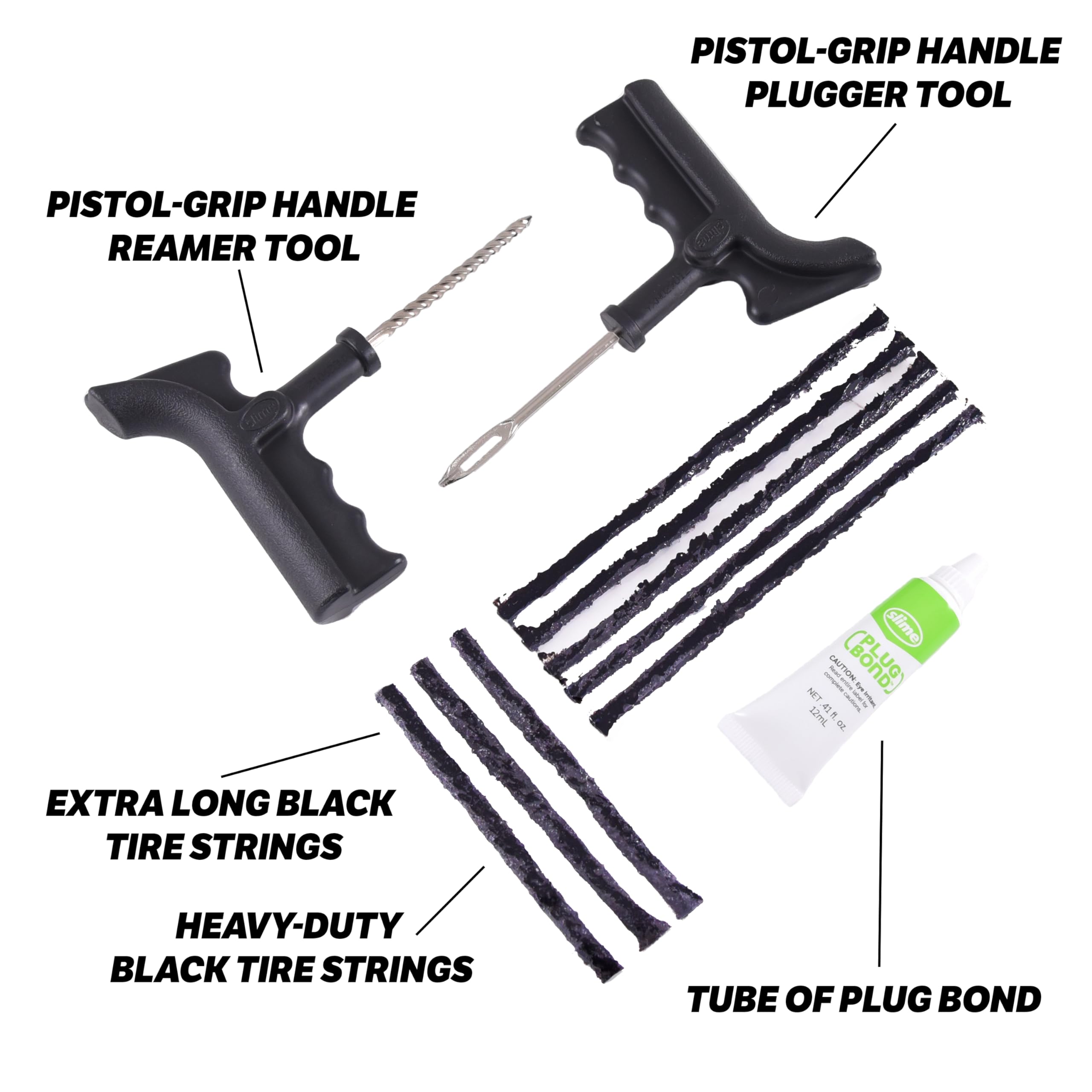 Slime 2040-5 Tire Repair Plug Kit, Deluxe, Contains Strings, Tools and Glue, 11 Pieces - 2