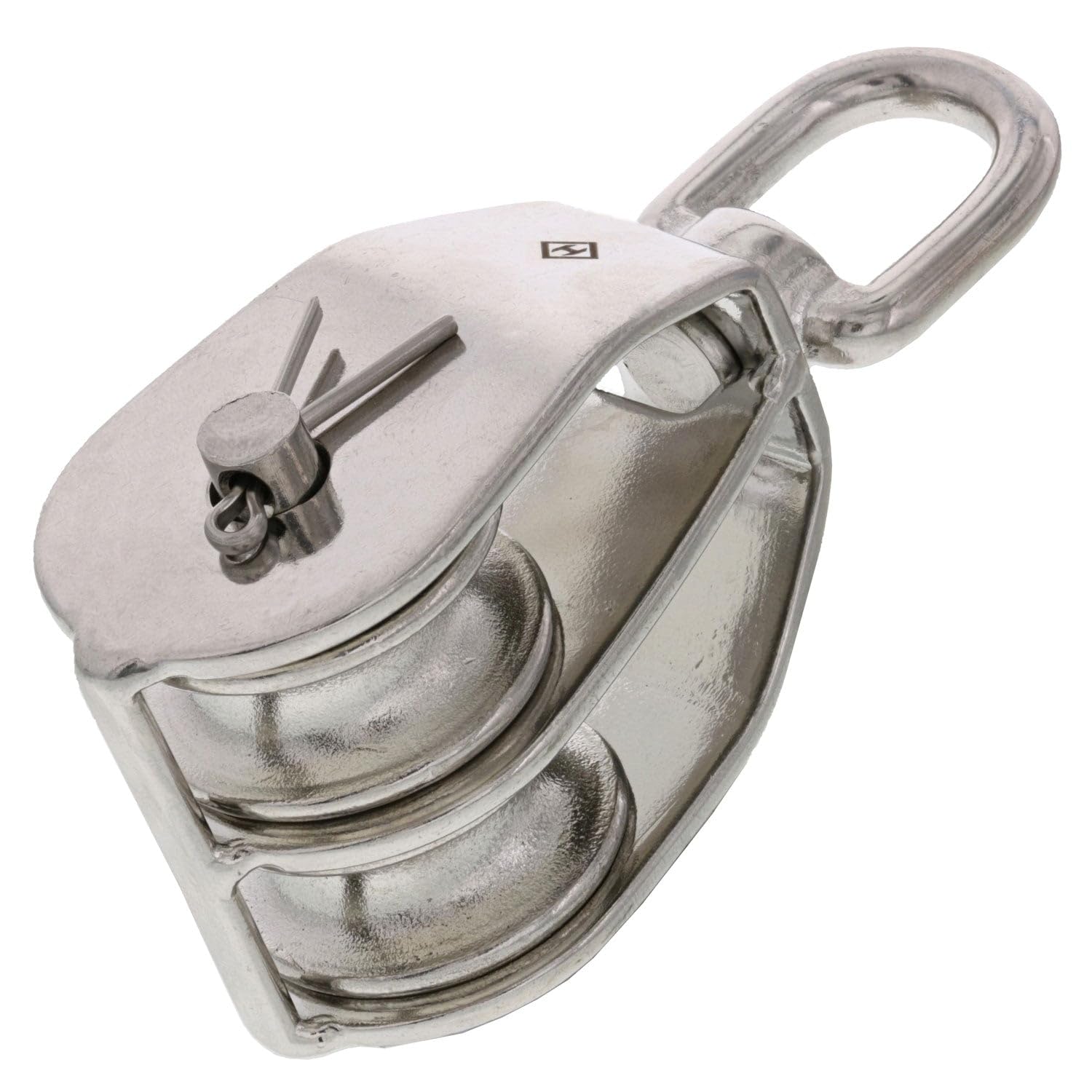 3/8 Rope x 2 Sheave Stainless Steel Double Sheave Swivel Eye Block