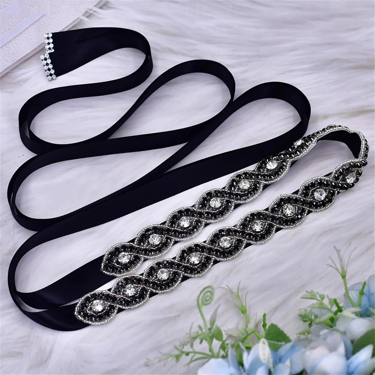 Women’S Thin Bridal Belt With Rhinestone Applique A Decorative Waist Accessory For Prom And Wedding Dresses