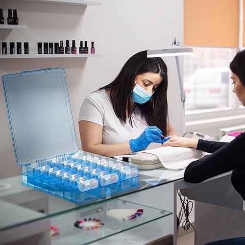 Miniatura 7 de Foraineam Paquete de 2 organizadores de esmalte de uñas de doble cara, caja de soporte de herramientas de uñas transparente, estuche portátil