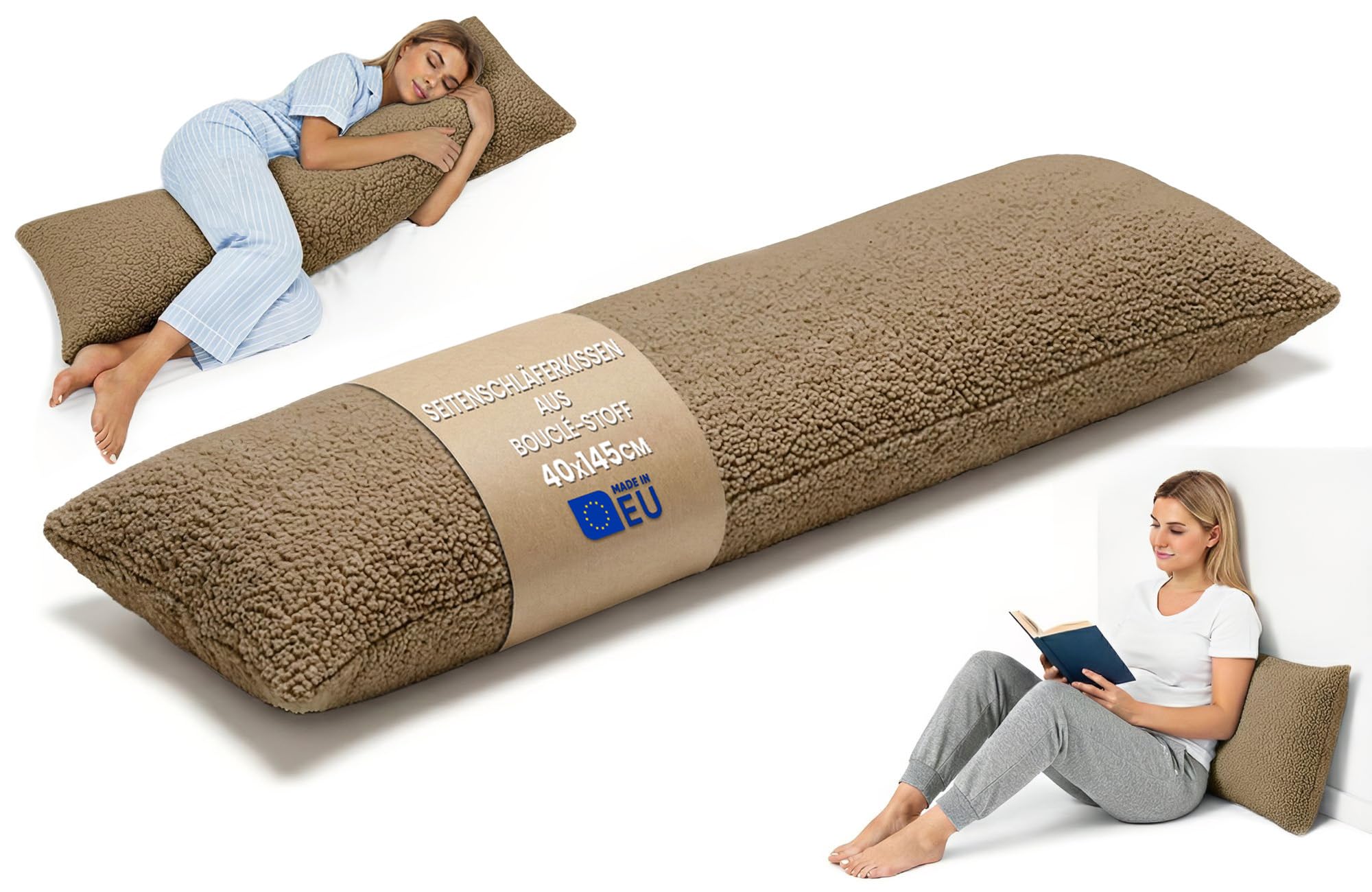 Totsy Baby Almohada Lactancia y Embarazo Bouclé 145cm – cojin Alargado para abrazar Ideal para Dormir mejo Descansar y apoyar la Postura Embarazadas y Lactancia Certificado Oeko-Tex — view 14