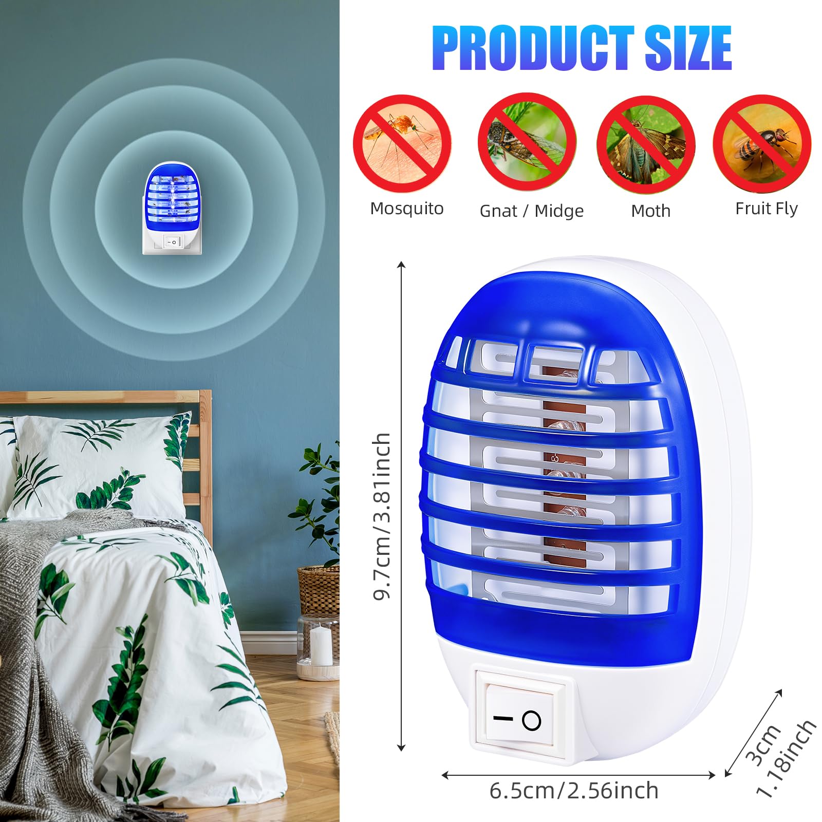 Exterminador electrónico de mosquitos para interiores, para el hogar, dormitorio, sala de estar, oficina, uso en interiores, paquete de 6