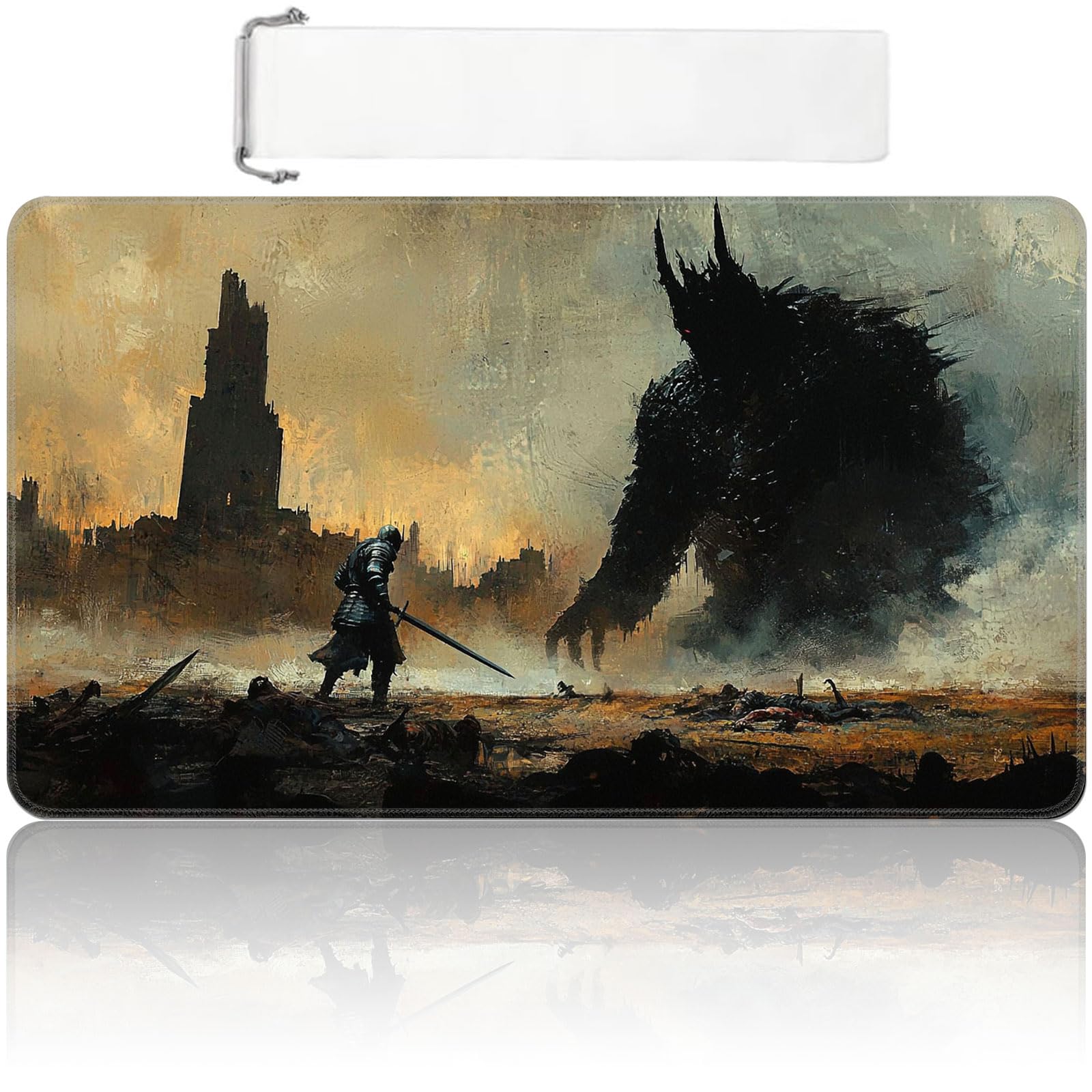 MTG Playmat 24x14 inch with Free Storage Bag, Non-Slip Rubber Base TCG Play Mat for Magic The Gathering, Card Playmat for YGO, Durable Portable Game Matt, Shadow Colossus