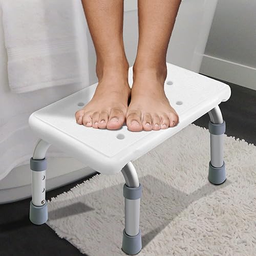 Vista 31 de Aliseniors Taburete con asa y plataforma antideslizante, taburete médico resistente de 2 pasos para adultos, personas mayores, discapacitados