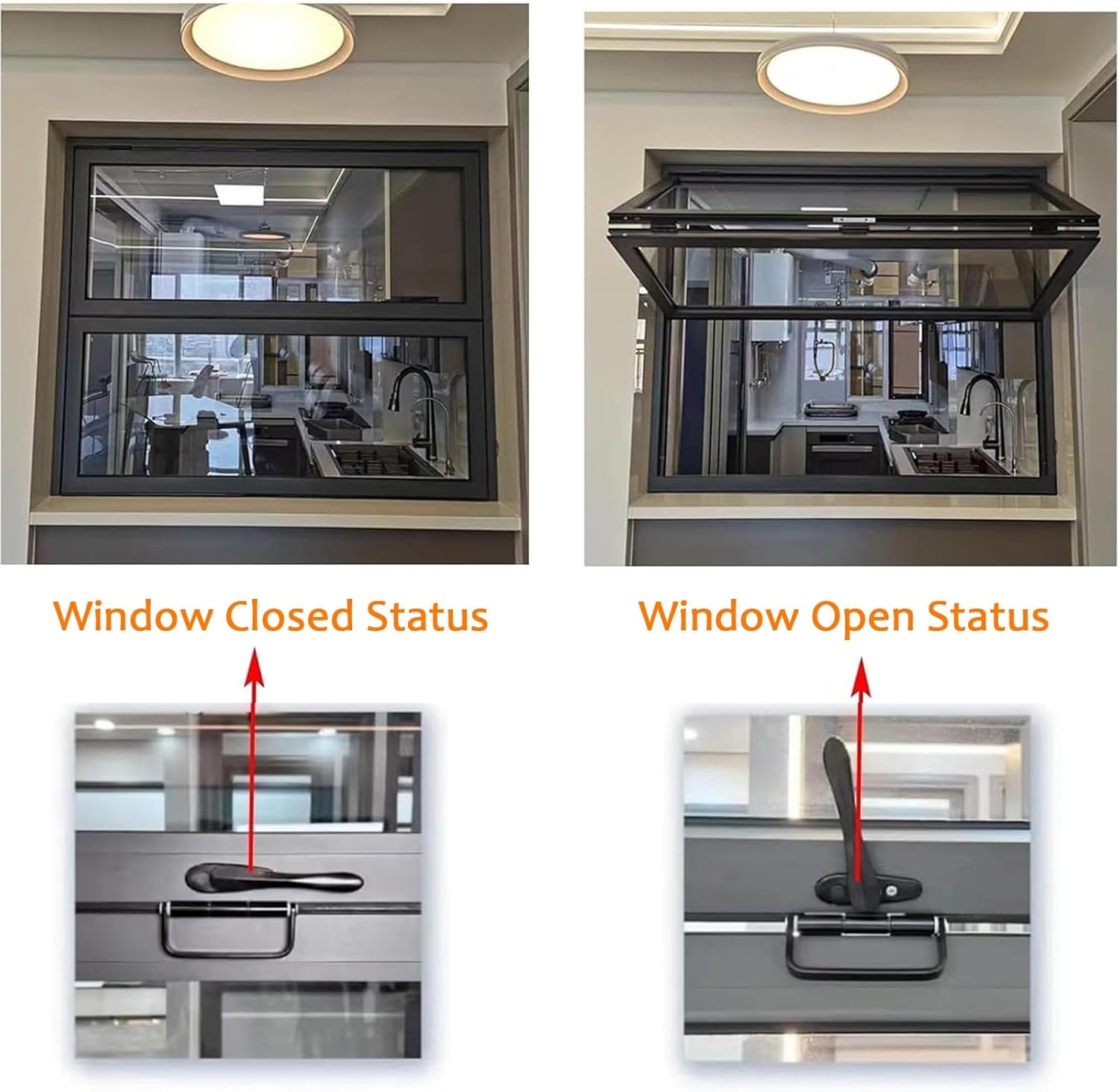 JKGHK Vertical Sliding Service Window, Coffee Shop Concession Stand Window with 5mm Tempered Glass, Shed Food Truck Folding Windows, Portable Concession Windows(Black,32x24in/81x61cm)