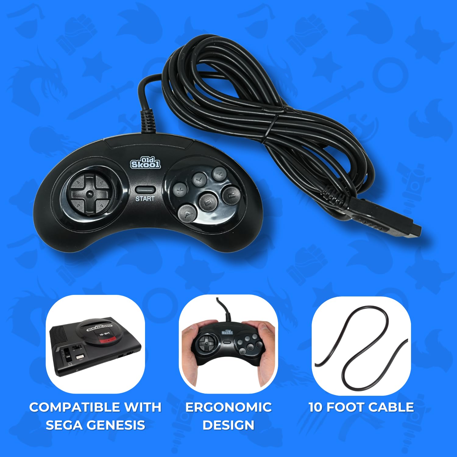 Old Skool Pro Gamer Series Controller for Sega Genesis - Sega Genesis - Very Good - Used Accessory - Image 3