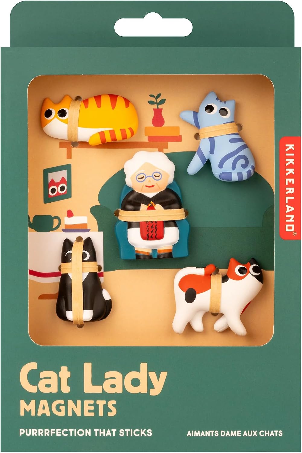 Kikkerland Cat Lady Magnets, Set of 5