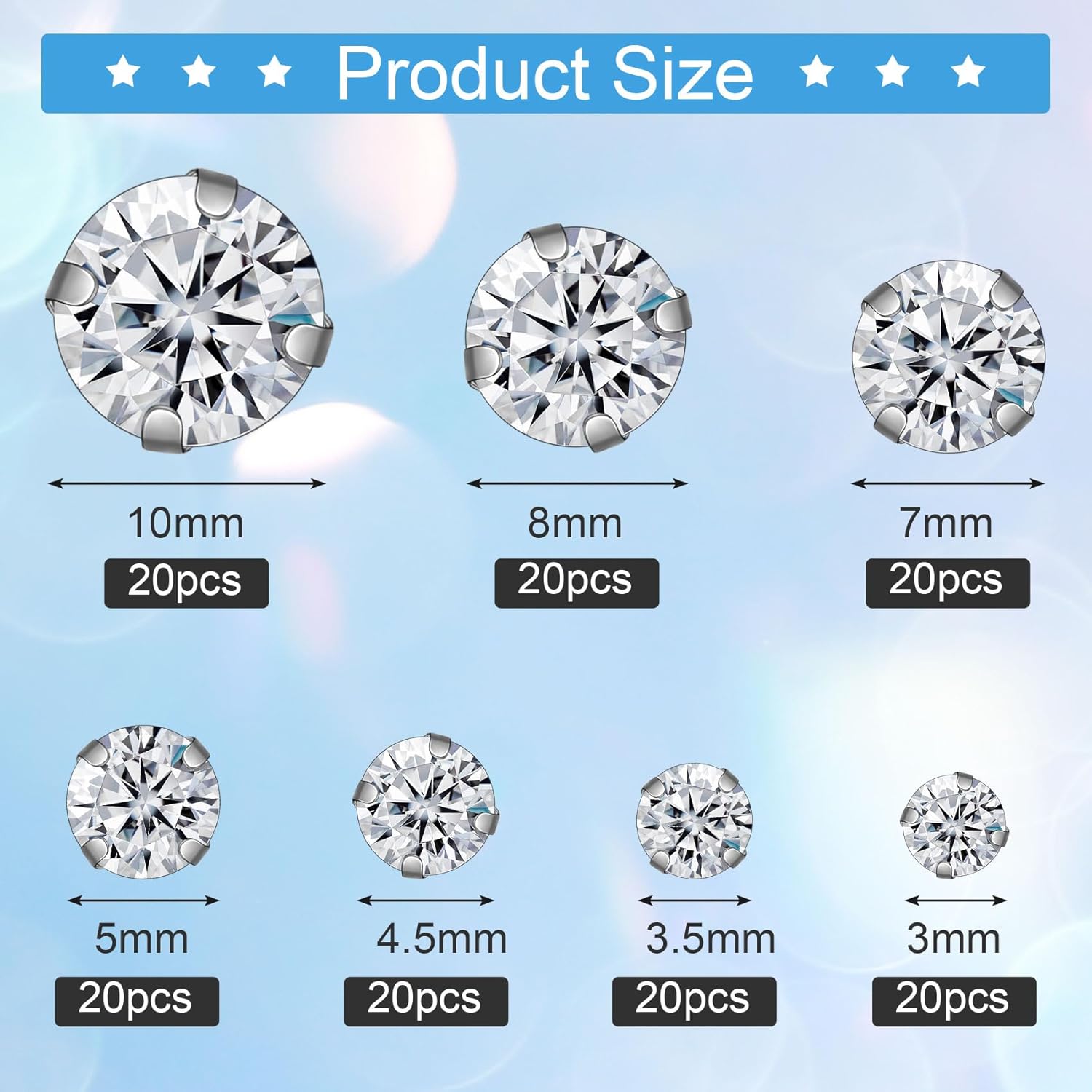 PAGOW 140 Pcs Sew On Rhinestones, Sewing Rhinestones with Silver Claw, Embellishments for Wedding Dress, Bags, Shoes (7 Sizes) - Image 2