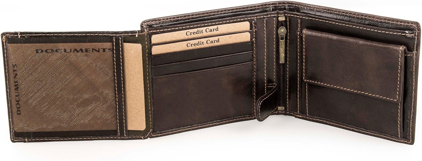 Wallet man real leather LUCIANO POLLINI moro with side patch A3287