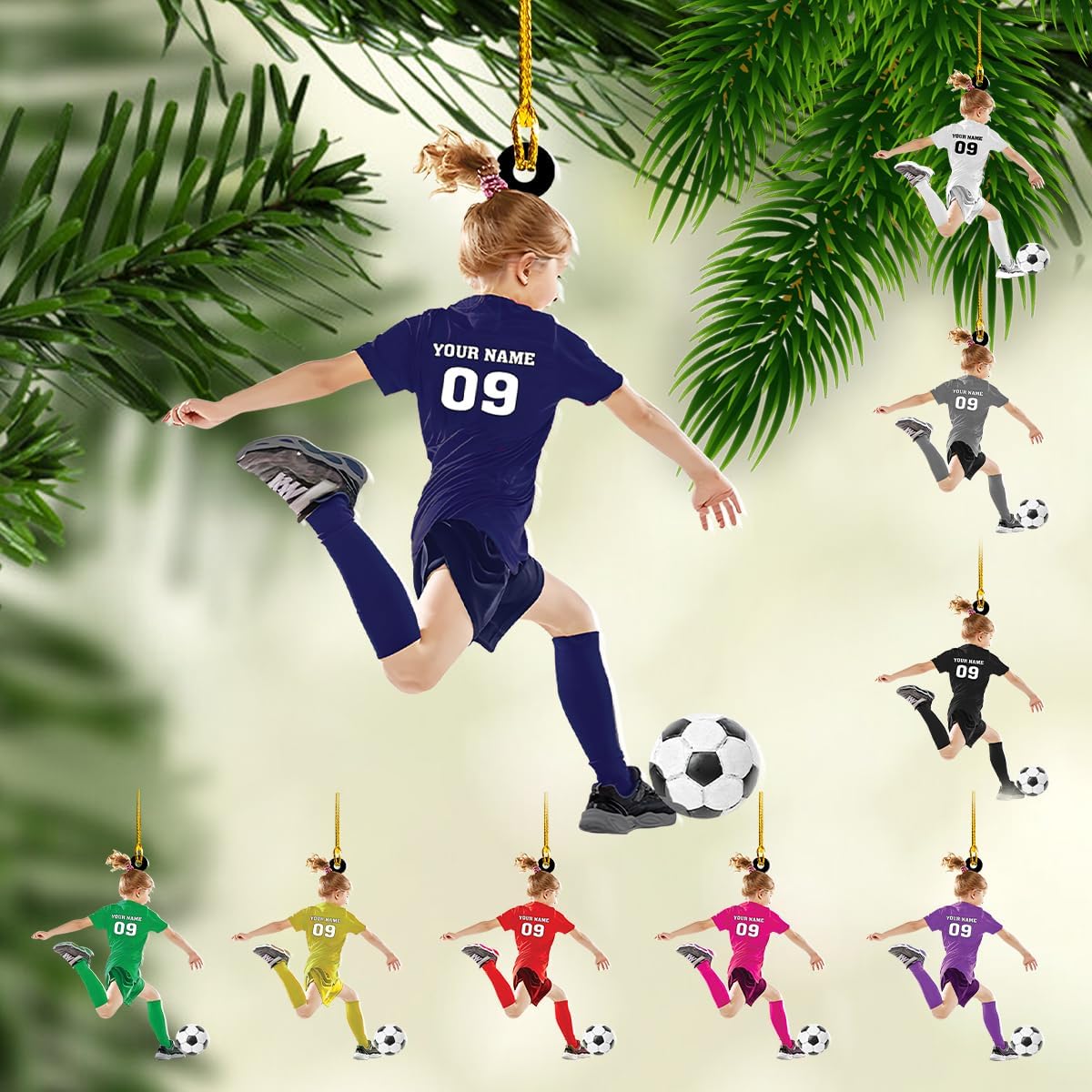 Personalized Soccer Player Christmas Ornament Great Gift