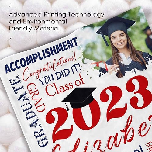 Miniatura 4 de M YESCUSTOM Mantas personalizadas con nombre, mantas de graduación 2023 con foto, manta personalizada para mujeres, hombres, hija, hijo, graduados,