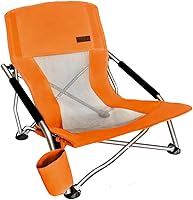 Vista 8 de Nice C Silla plegable baja para playa o campamento, ultraligera, con portavasos y bolsa de transporte compacta y resistente, para exteriores