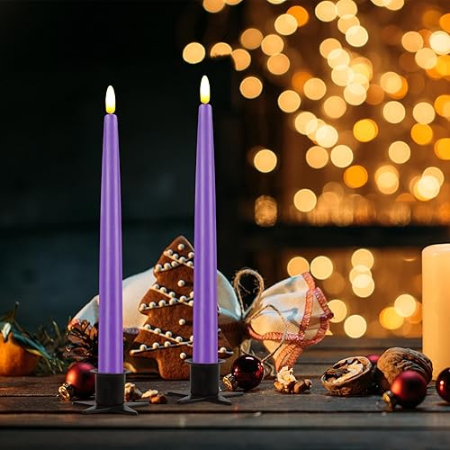 Miniatura 7 de CVHOMEDECO. Velas cónicas sin llama con control remoto de 10 teclas, velas LED parpadeantes con mecha 3D para ventana, funciona con pilas,