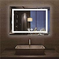 Vista 1 de N/D Espejo de baño de maquillaje LED de 48 x 32 pulgadas, espejo de tocador de pared antivaho con luz (horizontal/vertical)