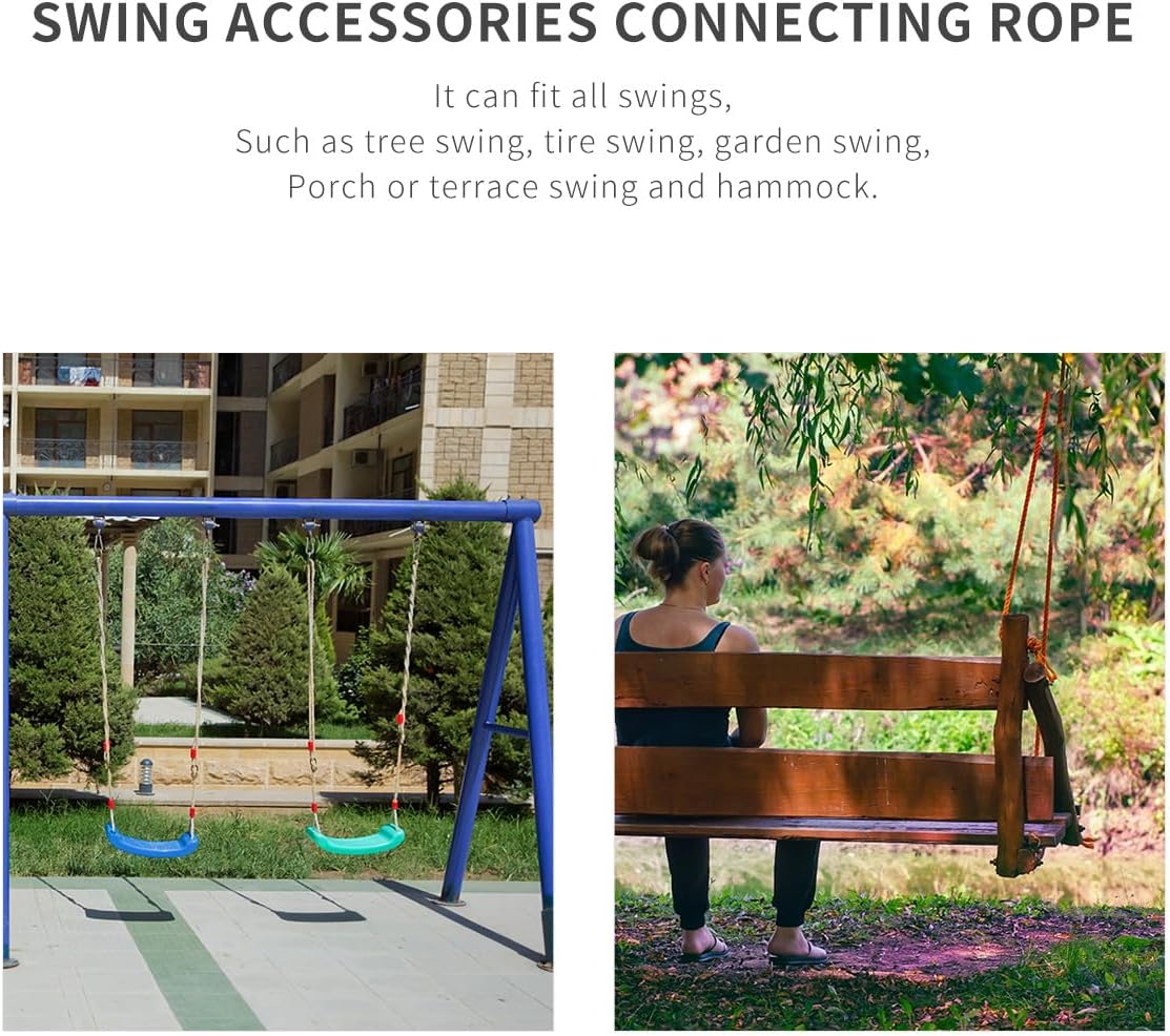 6-pcs Adjustable Outdoor Swing Hanging Kit with Nylon Pp Ropes and Connection Buckles for Tree Swing Accessories, Hammock Strap Set for Patio and Garden Use Random Color