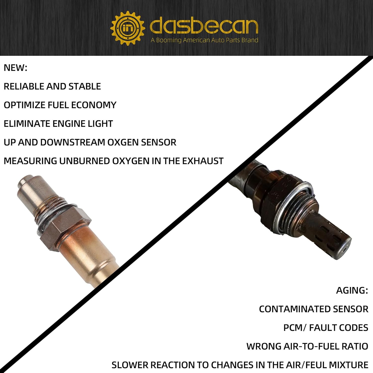 Dasbecan 2Pcs O2 Oxygen Sensor Compatible with 2007-2010 Mini Cooper 1.6L L4 Upstream & Downstream Oxygen Sensor Set Replaces# 234-5135 234-4488