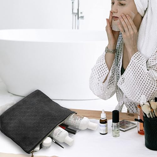 Miniatura 6 de SMRITI Bolsa de maquillaje de lona grande bolsa bolso bolso organizador de bolso con cremallera, L