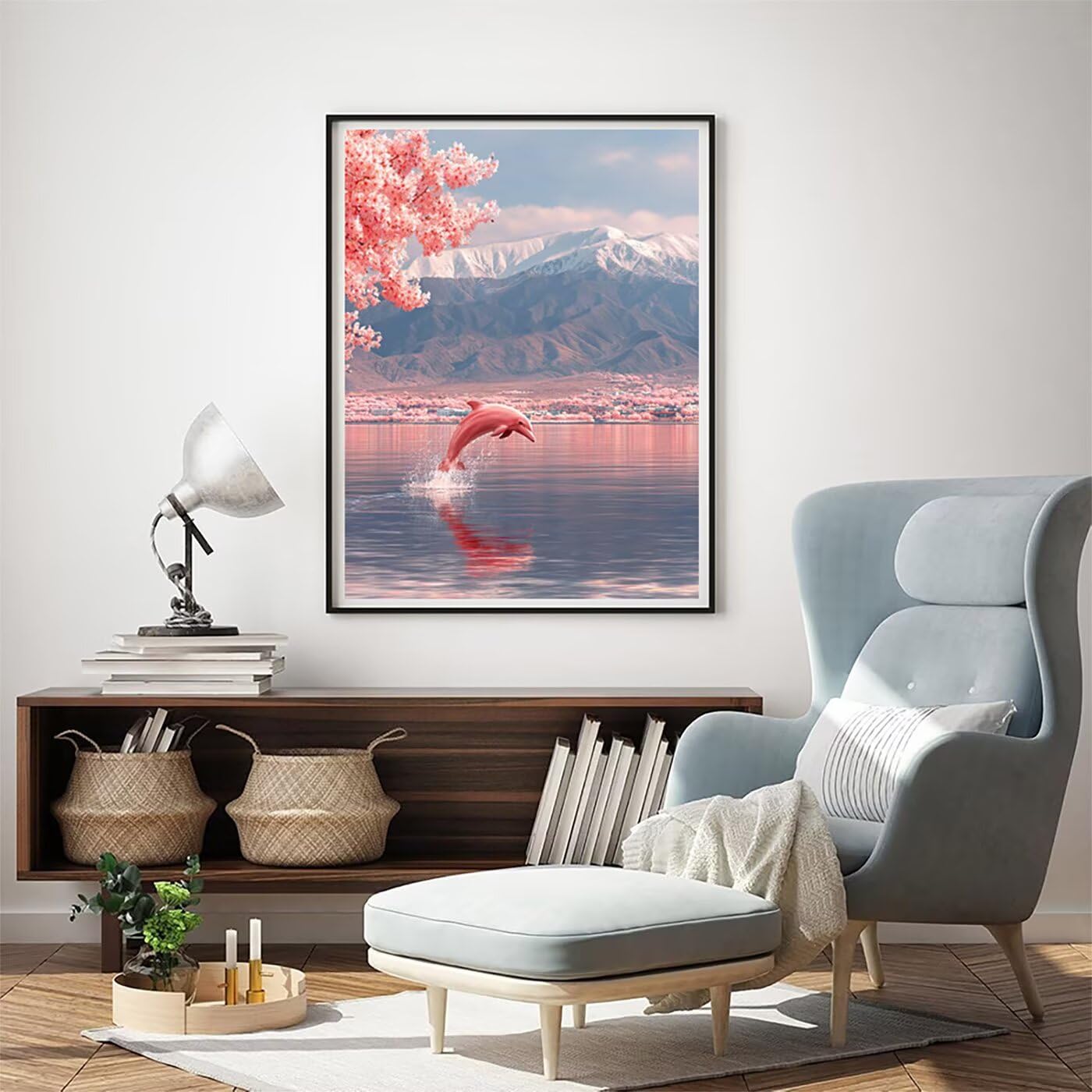 Landschaft Delphin Malen Nach Zahlen Erwachsene, Paint by Numbers Adult Anfänger Kreativ Set für, Heimwerk Malen Nach Zahlen Kinder, Pinsel und 36 Acrylfarbe Als, Deko Wohnzimmer 60 x 80 cm BJHWK116