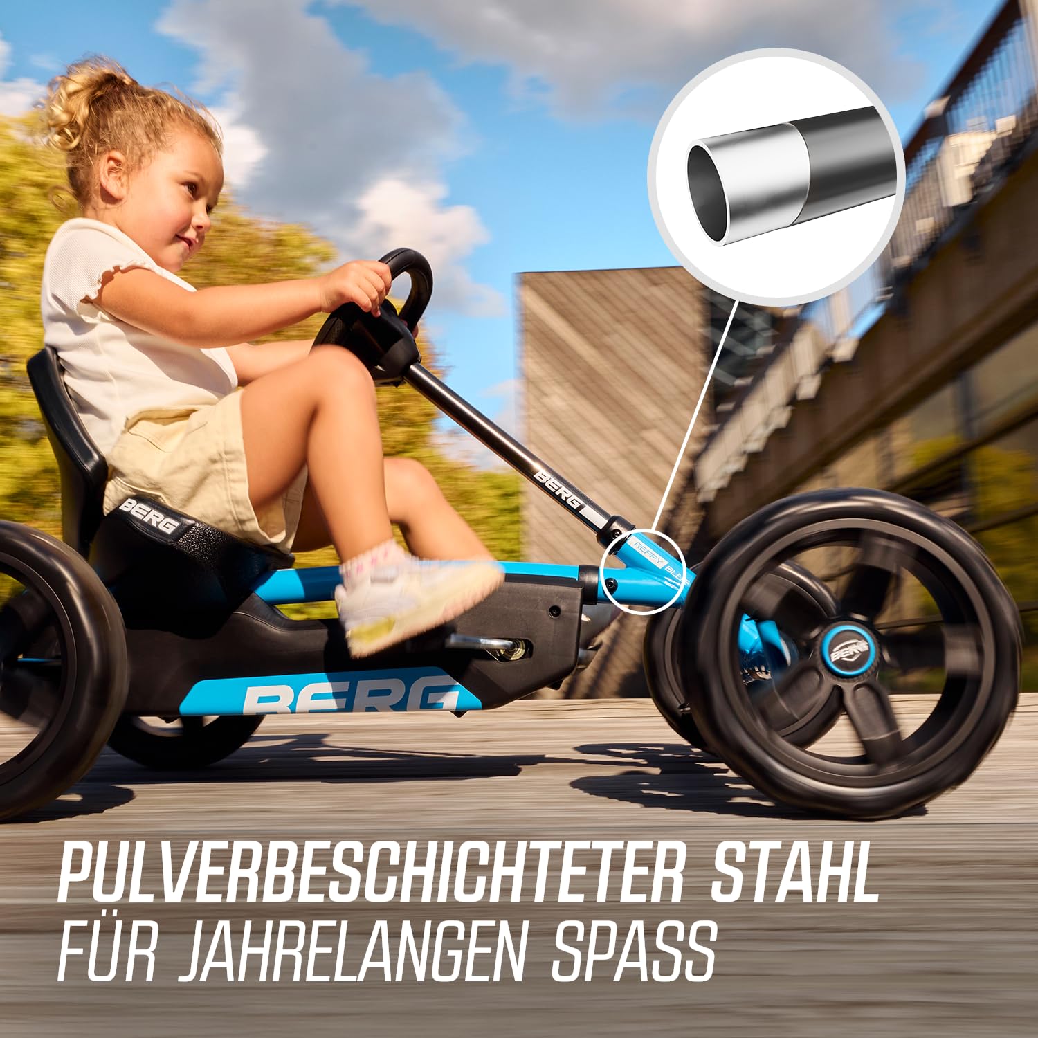 BERG Pedal-Gokart Reppy Blau, KinderFahrzeug, Tretfahrzeug mit hohem Sicherheitsstandard, Kinderspielzeug geeignet für Kinder im Alter von 2-6 Jahren