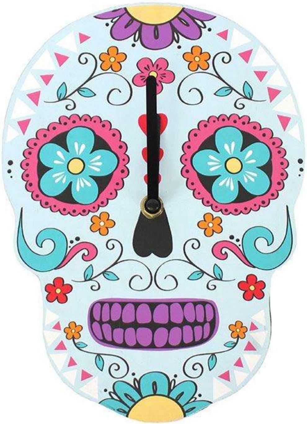 Sugar Skull Gothic Day of Dead Candy Blue White Pink Purple Wall Clock (Blue)