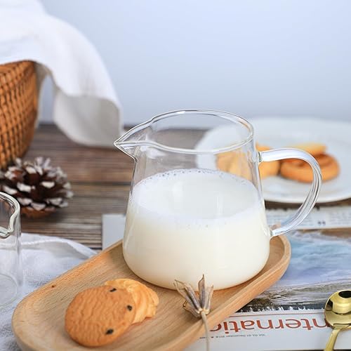 Miniatura 6 de Jarra de crema de vidrio suave y transparente de fondo redondo, jarra de café y leche, jarra de servir, jarra de salsa, jarra de crema de leche para