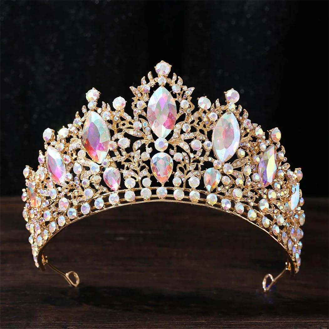 Women’s Silver AB Color Crystal Leaf Bridal Tiara Crown Queen Hair Jewelry HeadpieceBride Wedding Prom image 2