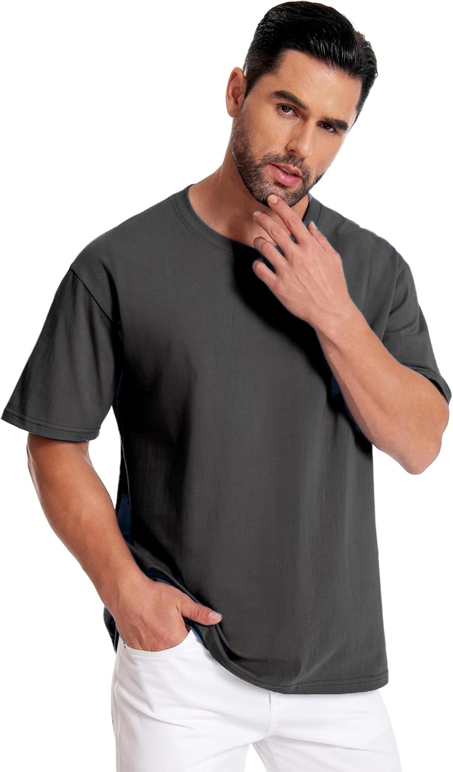 Mettclasi Men's 100% Cotton Short-Sleeve T-Shirts, 1 or 3 Pack, Classic Casual Crewneck Solid Tee Shirt for Men - Image 5