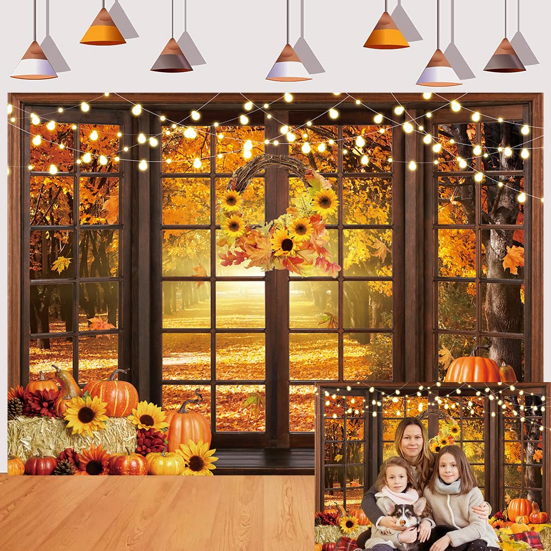 Fond studio photo forêt automne lavable pour portrait - 8