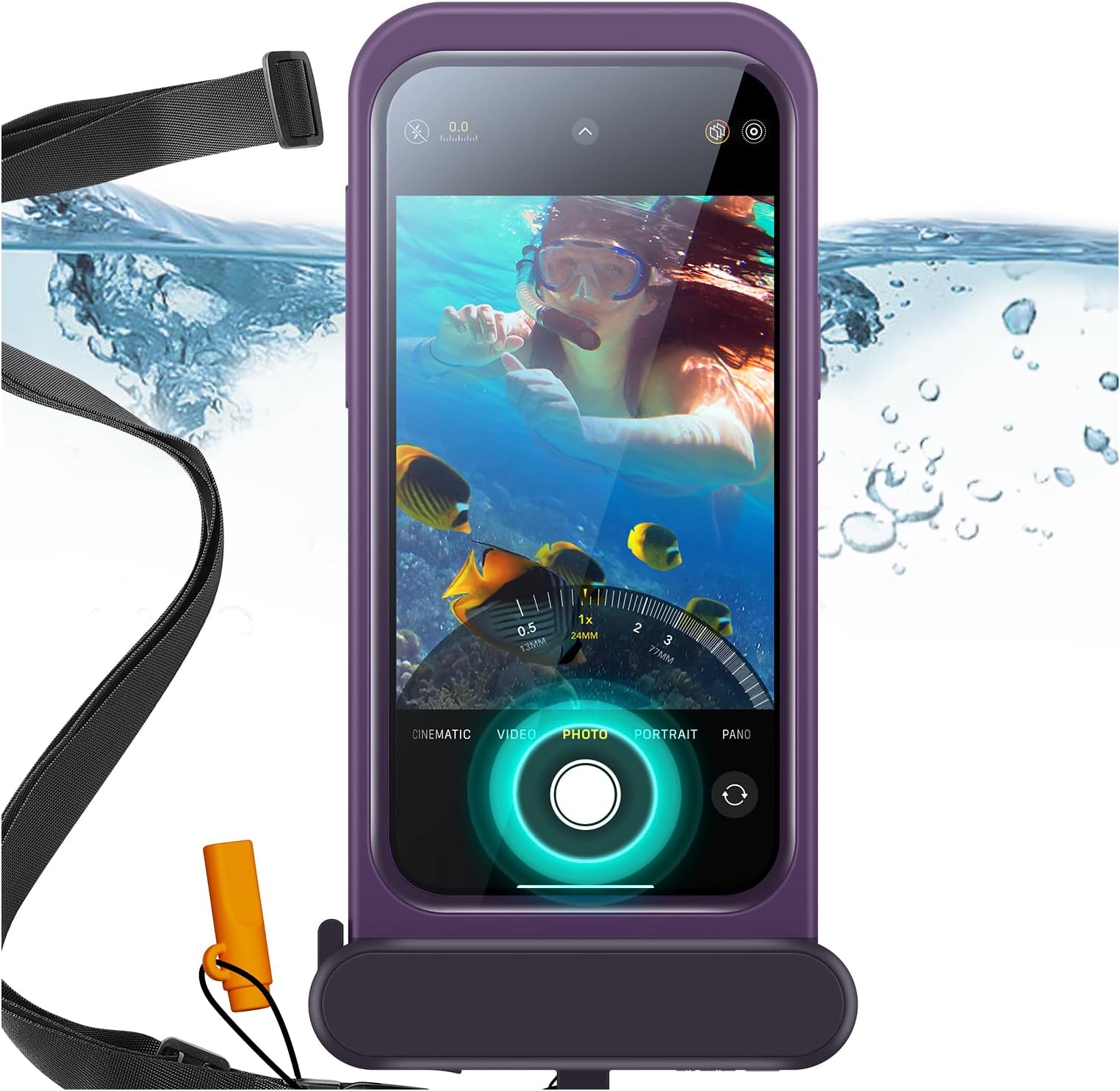 ESR 1 Pack Waterproof Phone Pouch for iPhone 15 Pro Max/14 Pro Max, Underwater Touch Sensitivity, IPX8 Floating Waterproof Cellphone Case with Lanyard, Dry Bag for Snorkeling, Purple