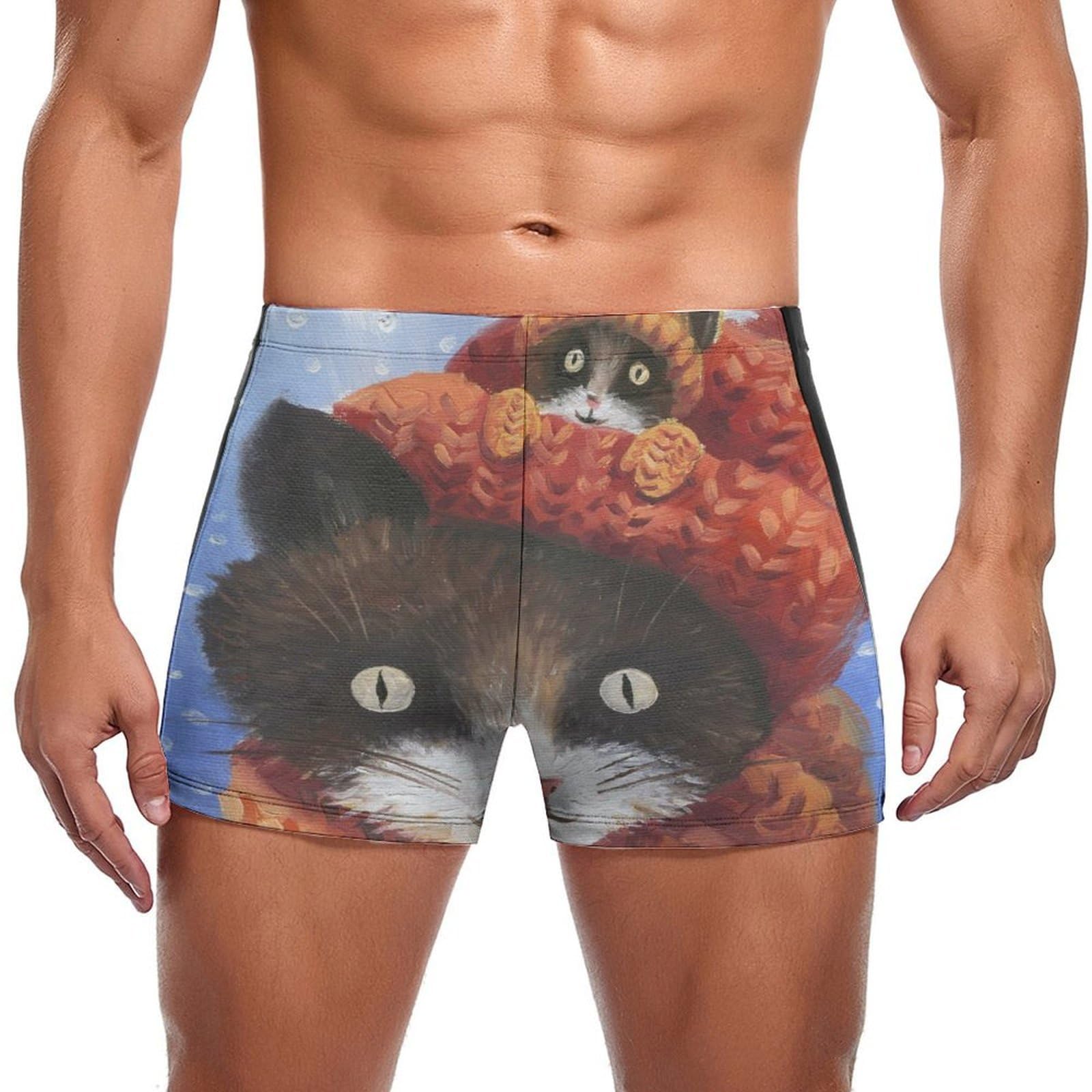 Short de bain homme confortable anti-irritation motif chat mignon