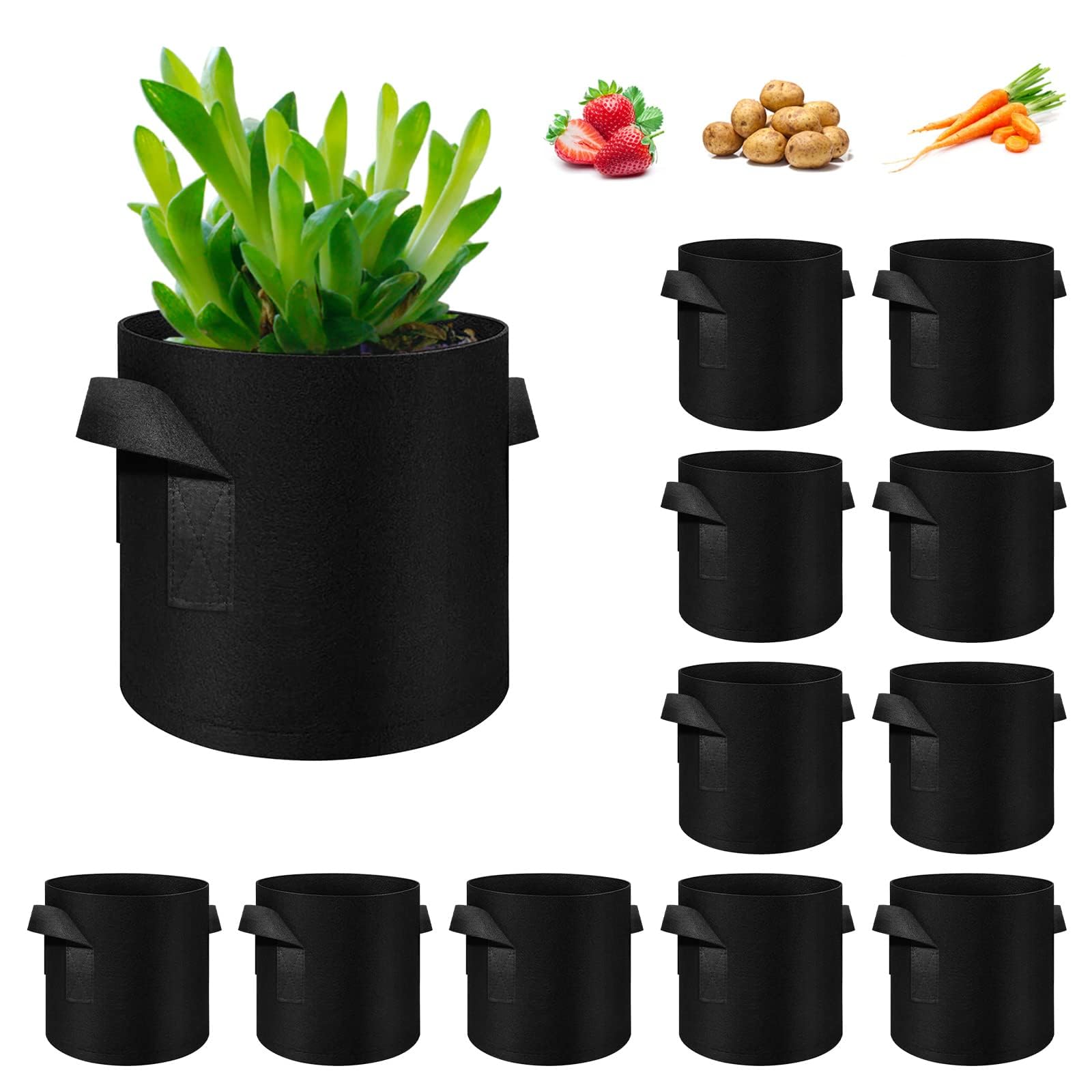 SKYTE® FABRIC PLANTING POTS Heavy Duty Aeration Fabric Pots Container with Handles, Reusable and Durable, for Growing Trees Flowers Fruits Vegetables (2L FABRIC)