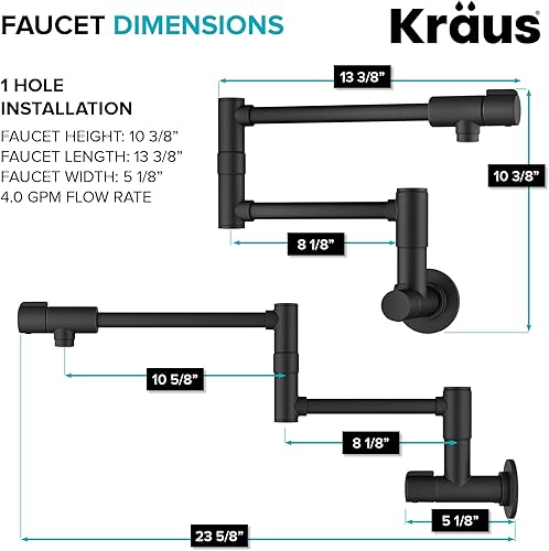 Miniatura 39 de Kraus KPF-1610SFSCH Bolden - Grifo de cocina comercial de 18 pulgadas con cabezal de pulverización extensible de doble función, acabado all-Brite