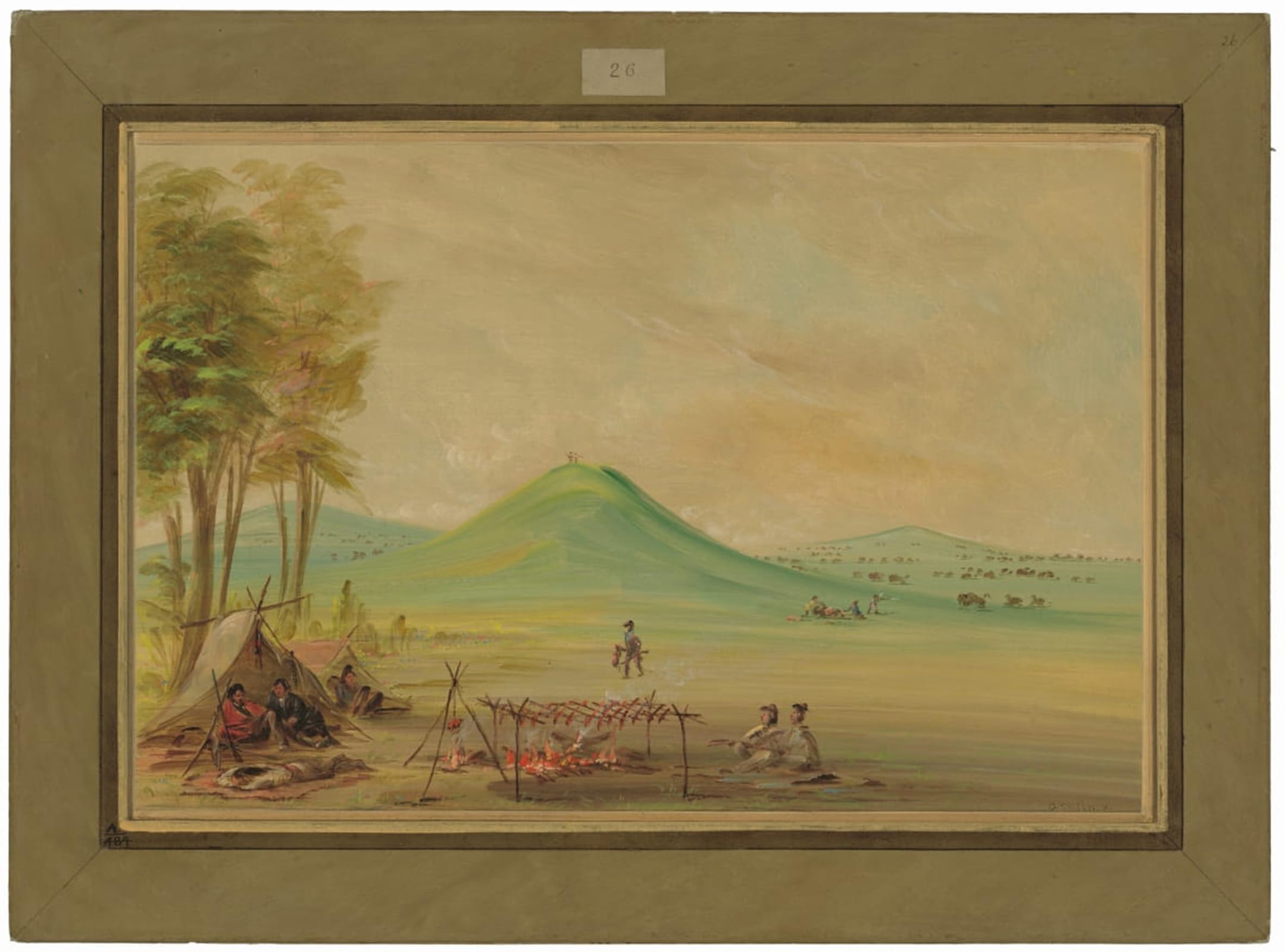 SERENDIPITP Abstract Painting Mural Print Picture Wall Decor Painting Expedition Encamped on a Texas Prairie by George Catlin Vintage Wall Artwork for Home Decor 60x90cm