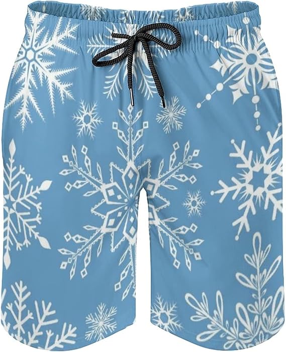 Amazon Eir クリスマス 雪片 ハーフパンツ ビーチパンツ 海パン メンズ カジュアル オシャレ 大人 かっこいい スポーツウェア カラフル ビーチ用 水着用品 単品 男性用 ショートパンツ 通販