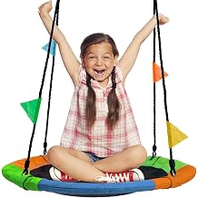 Sorbus 24" Saucer Tree Swing for Kids - 220lb Outdoor Swing Fan - Tree Glider Therapy Swing - Heavy Duty Multi-Strand Adjustable Rope Swing Seat - Trampoline Net Swing for Indoor/Outdoor Use with