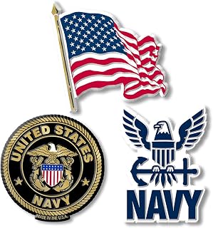 U.S. Navy Magnet Set by Classic Magnets, 3-Piece Set, 3D Rubber Vintage-Style Collectible Patriotic Military Souvenirs and Gifts Made in the USA