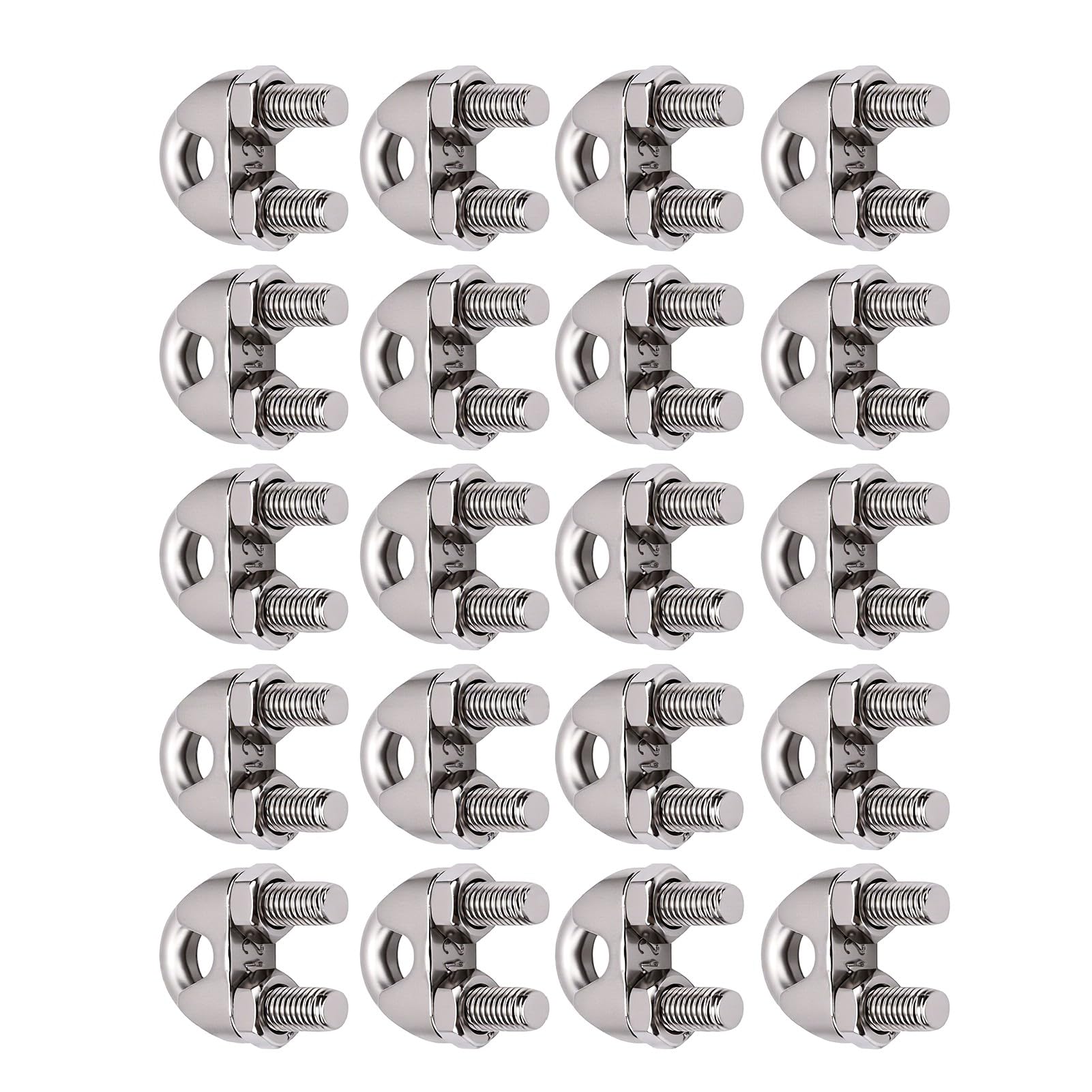 Luocute Morsetto per Cavo in Acciaio Inox 304, 20 Pezzi Fascetta a U, Fermacavo per Fissaggio