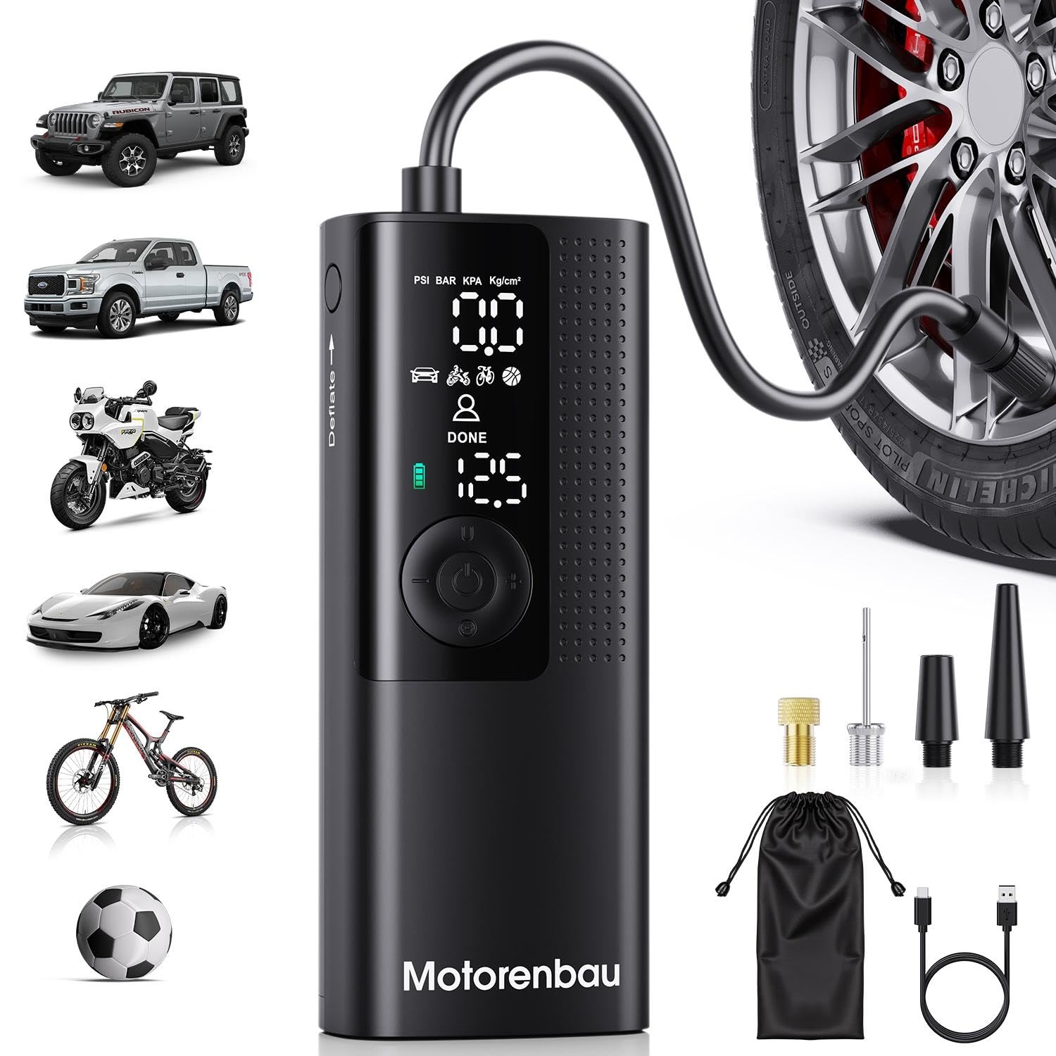 Motorenbau Tire Inflator Portable Air Compressor-150PSI - accessories and parts | Mubboo