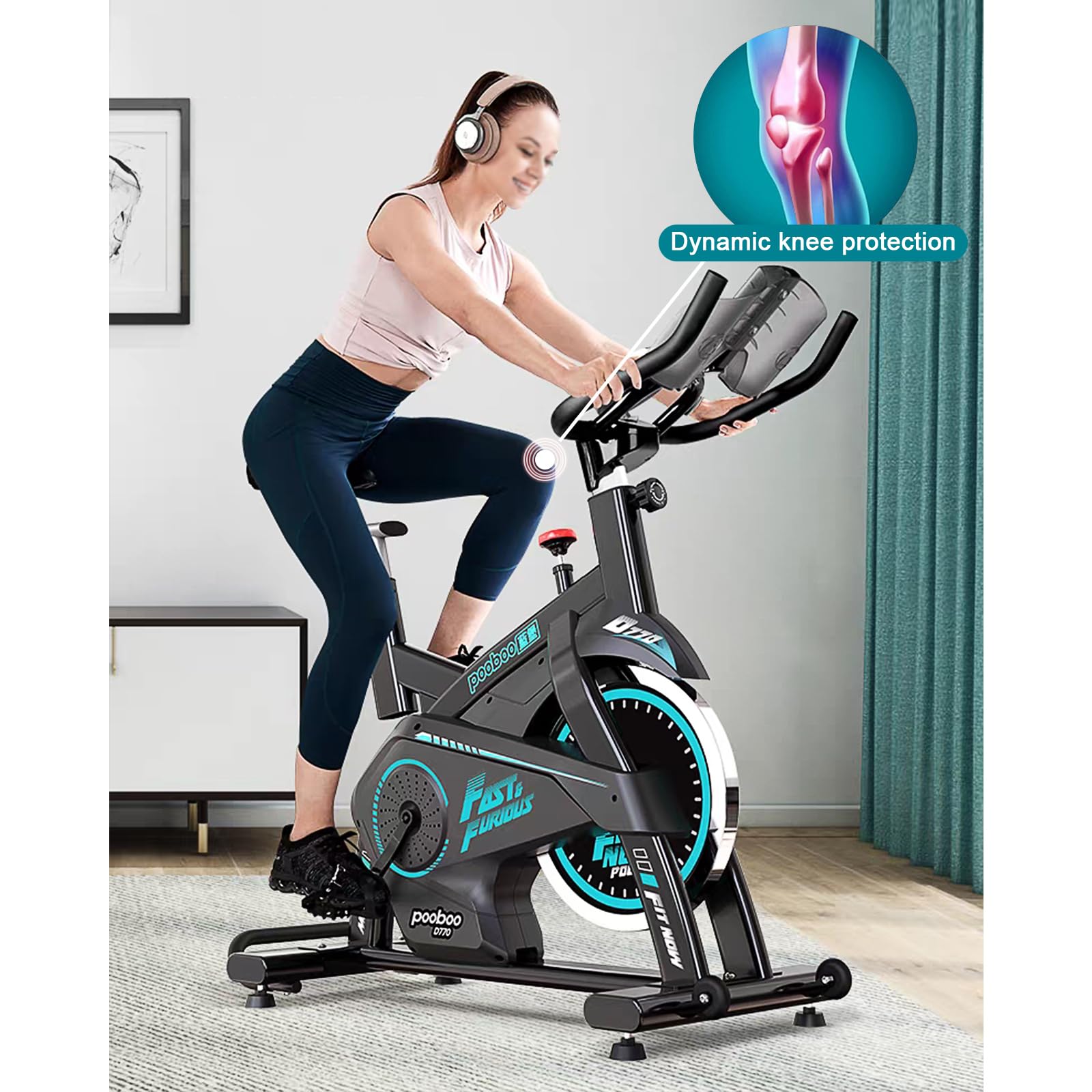 Cyclette Professionale Magnetica,Cyclette Pedaliera da casa,Resistenza Manuale, Manubrio e Sella Sport, Schermo LCD, Sensore di Frequenza Cardiaca