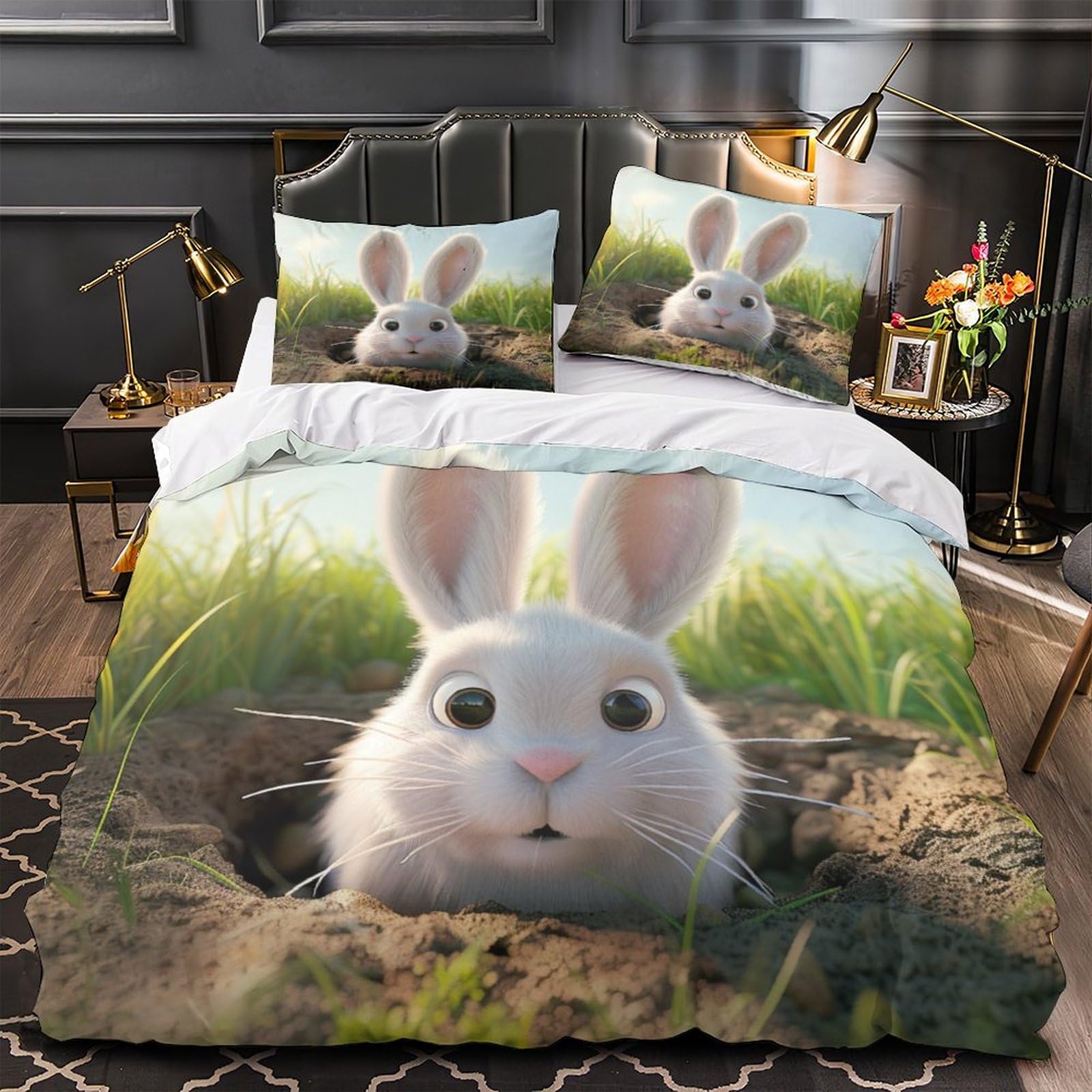 Housses De Couettes 3 Pièces Rabbit en Microfibre Super King 260x220cm