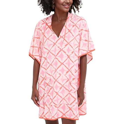 Women's Summer Terry Cloth Beach Swimsuit Cover Up Hooded V Neck Swimwear Dress Resort Wear with Pocket