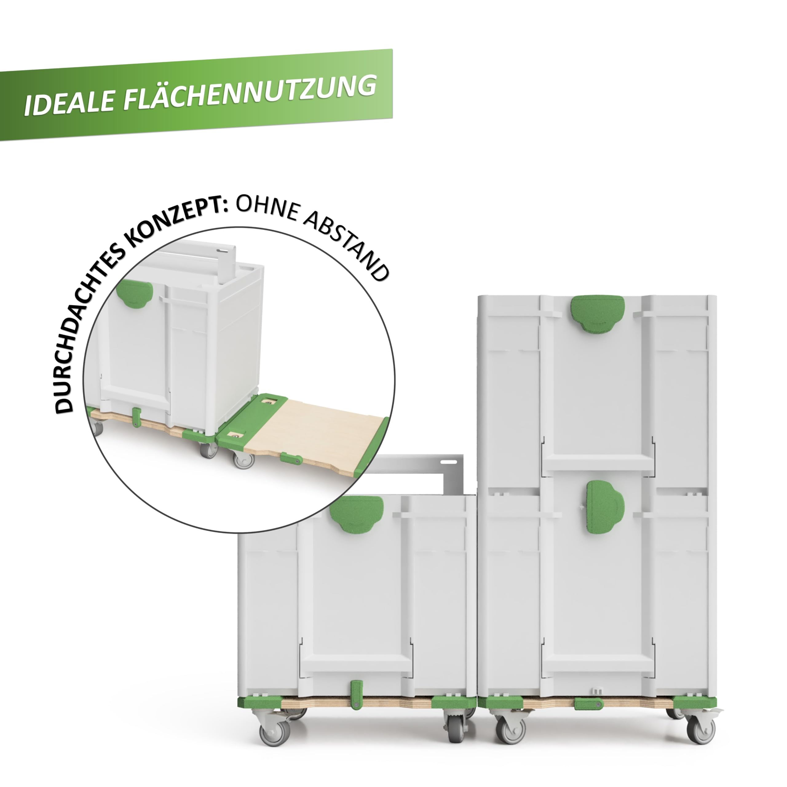 Carrello | Carrello di trasporto | Scooter | Cart compatibile con Festool, Toro, Tanos Systainer T Loc o SYS ³ 3 M – 4 ruote girevoli gommate (2 freni), 200 kg, betulla multiplex, su misura senza