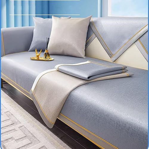 Miniatura 2 de Funda de sofá de seda de hielo para 1, 2, 3, 4 asientos, fundas de sofá modulares de verano, funda antideslizante en forma de L, funda de sofá para