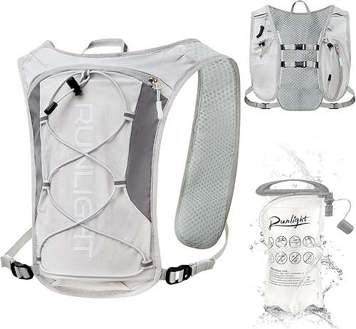 Chaleco para correr para mujeres y hombres, mochila de hidratación ajustable, transpirable, reflectante, con bolsa de agua de 1.5 litros para
