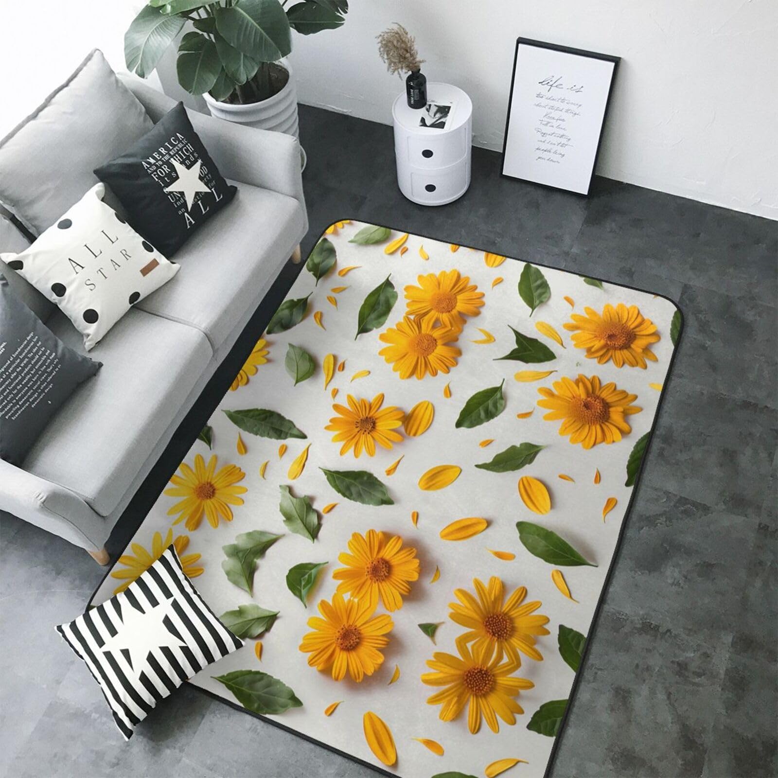 Tapis lavable tournesol doux et antidérapant pour chambre