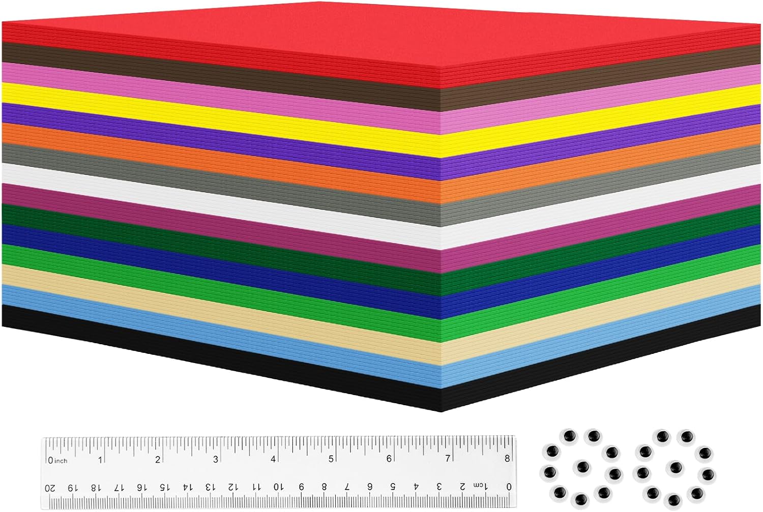 biguphate 90 Pack EVA Foam Sheets, 8 x 8IN, 1mm Thick Foam Paper, Assorted 15 Colors for Arts and Crafts, Perfect for Art Projects and Cosplay