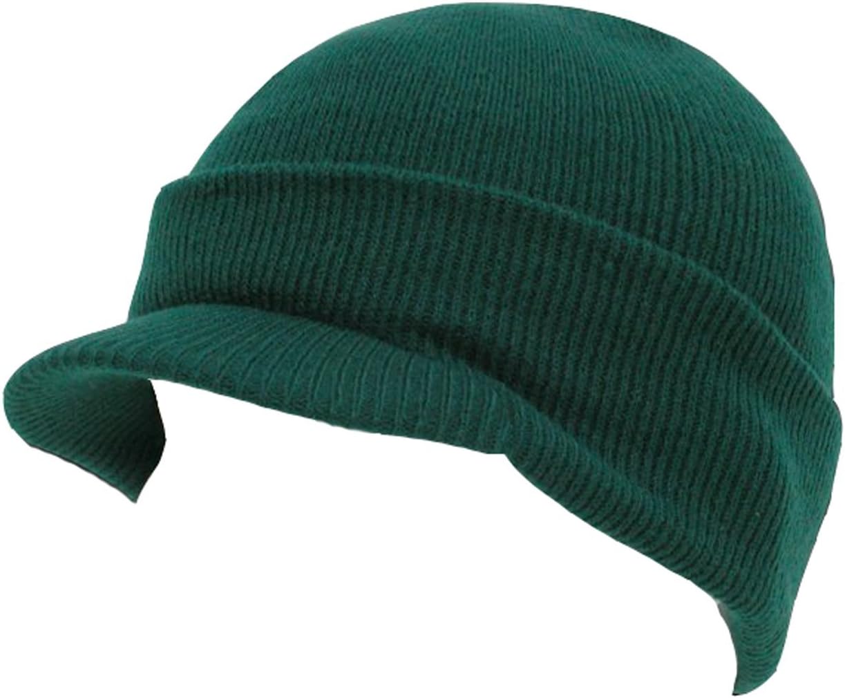 Decky Knit Cuff Beanie Visor - Winter Wear/Sports - Forest Green