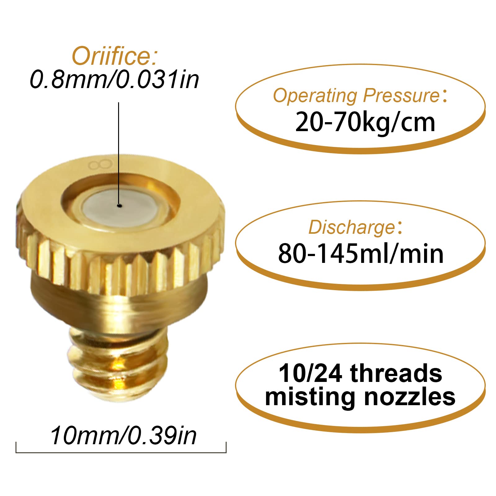 30 szt. mosiężnych dysz mgiełkowych do układu chłodzenia 0,03" (0,8 mm) 10/24 UNC Garden (0,03)