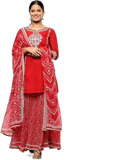 BIBA Women Polyester Blend Embroidered Festive Straight Suit Set Price In India