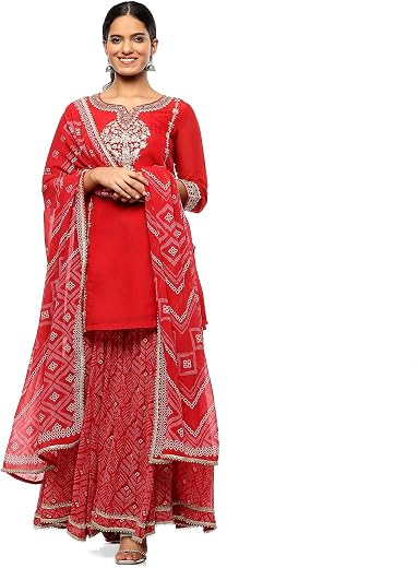 BIBA Women Polyester Blend Embroidered Festive Straight Suit Set